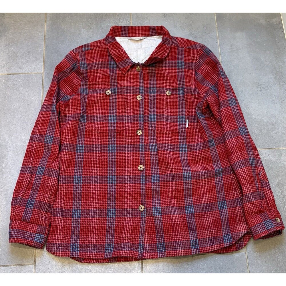 Stio Shirt Womens XL Red Hutkeeper Plaid Organic Cotton Flannel Button